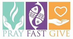 lent A compilation of three images to symbolise the sayings "Pray, Fast, Give" which are also written under the image.